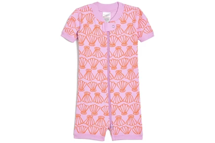 Hanna Andersson HannaJams Print Shortie Sleeper (Infant/Toddler) sunset reef simple seashells on tea rose