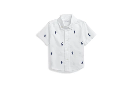 Мужская рубашка Polo Ralph Lauren Kids Polo Pony Oxford Short Sleeve Shirt (Infant) white/navy