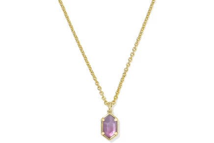 Колье Kendra Scott Hallie Short Pendant Necklace gold purple watercolor illusion