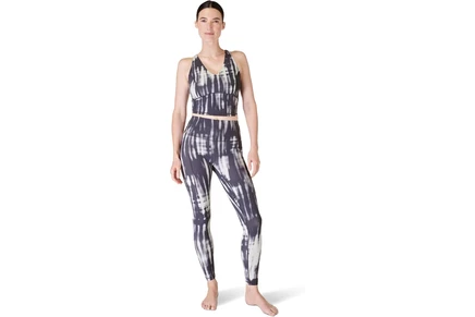 Sweaty Betty Super Soft Crop Strappy Back Workout Tank grey bokeh print