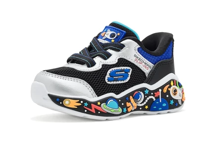 Детские кроссовки Skechers Power Scouts, чёрно-серебристые
