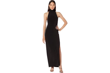 Платье Norma Kamali Halter Turtle Side Slit Gown