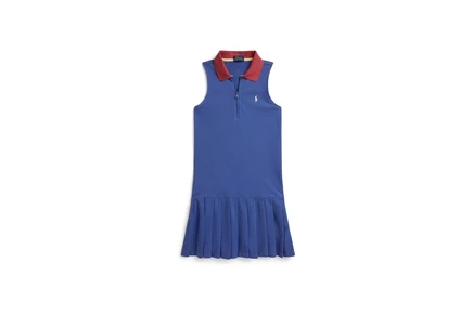 Платье Polo Ralph Lauren Kids Pleated Mesh 1/4 Zip Polo Dress (Big Kid)