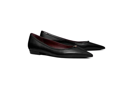 Tory Burch Double T Buckle Pointed Toe Flats perfect black/perfect black