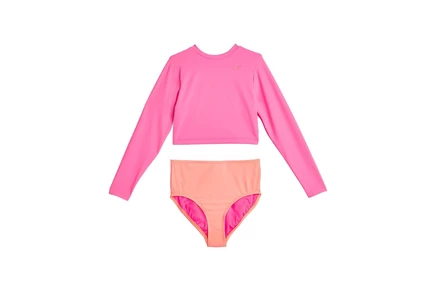 Купальник Nike Kids Effortless Essential Color Block Long Sleeve Crop Top & High Waist Set (Big Kid)