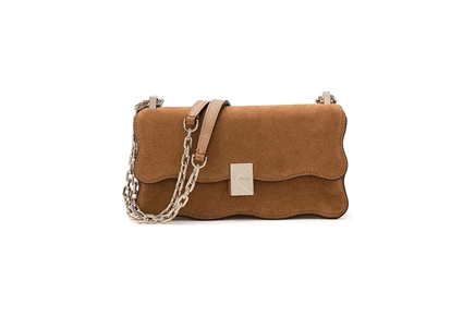 Замшевая мини-сумка кроссбоди Kate Spade Deco Wavy, коричневая