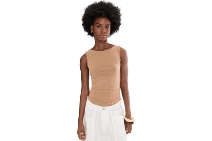 Женский топ Free People Iconic Tank в рубчик, коричневый