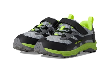 Merrell Kids Moab Speed 2 Low Alternative Closure Jr Waterproof (Toddler/Big Kid) grey/black/citron