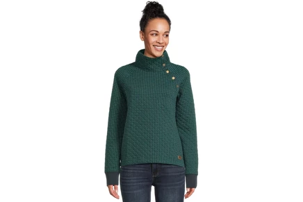 Женский свитшот L.L.Bean Quilted Sweatshirt Pullover Snap Neck Print