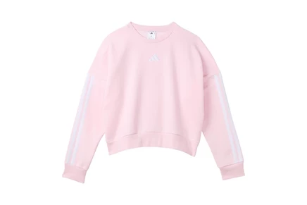 Женский свитшот adidas Kids 3-Stripes Crew Neck Heather Fleece Pullover (Big Kid)