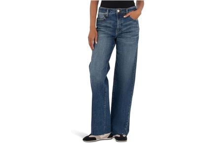 Джинсы KUT from the Kloth Sienna High-rise Straight Leg-5 Pockets With Raw Hem In Wise