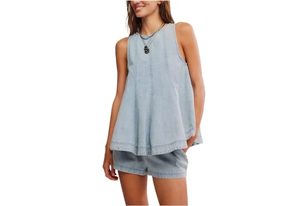 Free People Cassius Denim Set bleachout