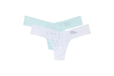 Женские стринги Hanky Panky I Do & Mrs 2 шт., бело-голубые