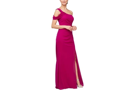 Платье Alex Evenings Long Mesh with One Cold Shoulder Sleeve