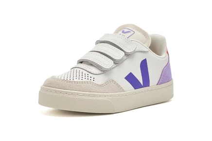 Детские кроссовки VEJA Kids Small V-90, белые/аса́и/лаванда