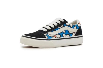 Vans Kids Old Skool (Little Kid) painted floral bright azure