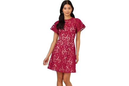Платье Adrianna Papell Lace Flounce Short Dress