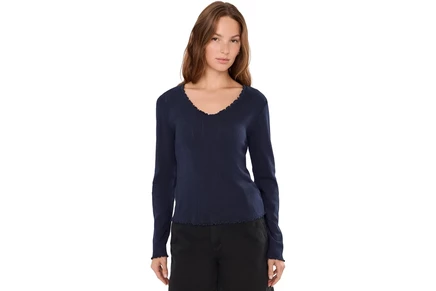 Топ NICZOE Pointelle Rib Cleo Long Sleeve Tee