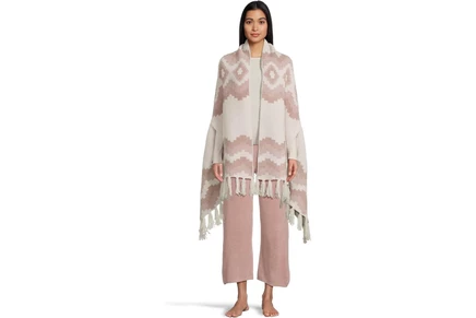Унисекс накидка Barefoot Dreams CozyChic Mosaic, розовая мульти