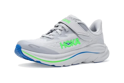 Детские кроссовки Hoka Kids Clifton 10, серо/неоново-зеленые