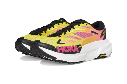 Женские кроссовки Hoka Mafate X, неоновые желтые/розовые