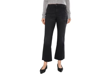 Джинсы KUT from the Kloth Kelsey High-Rise Ankle Flare Porkchop Pockets in Portrait/Black Base