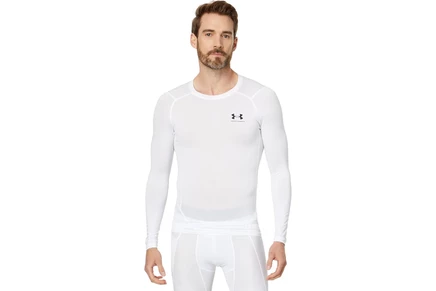 Мужской компрессионный лонгслив Under Armour HeatGear Armour, бело-черный