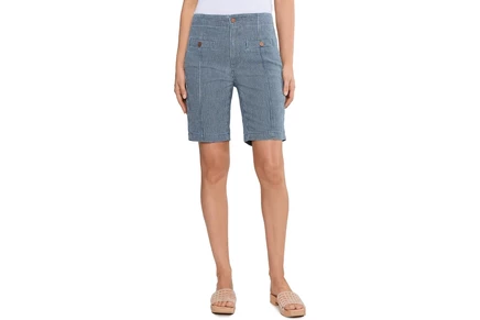 NYDJ High-Rise Ella Denim Shorts malaga stripe