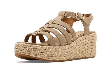 Женские сандалии FitFlop Platfforms на танкетке, капучино