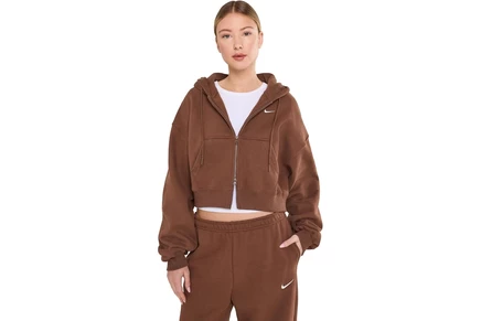 Женское худи Nike Studio Fleece на молнии, какао и молочное