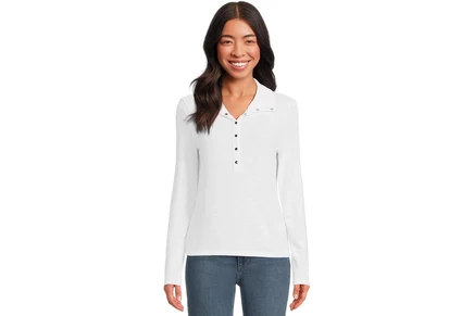 Женский лонгслив Michael Stars Issa Rib Mix Henley, белый