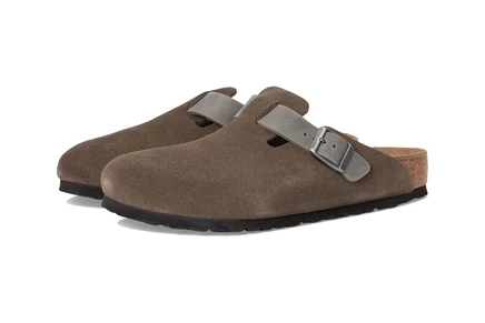 Мужские сабо Birkenstock Boston замша/кожа, серые