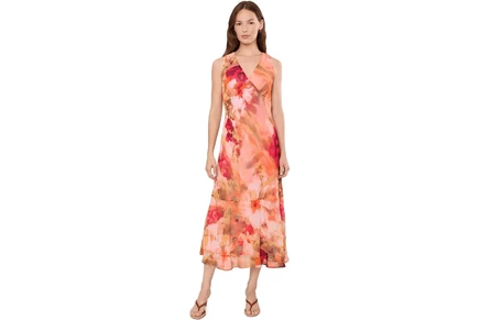 Платье Calvin Klein Sleeveless Floral Chiffon Ruffle Hem