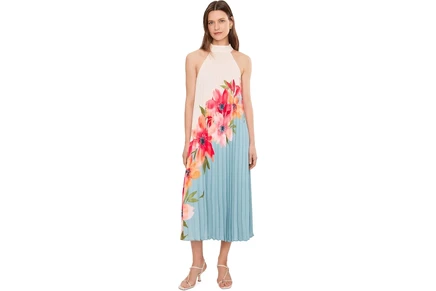 Платье Adrianna Papell Floral Pleated Chiffon Dress