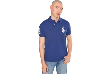 Мужское поло Polo Ralph Lauren Big Pony, синее с белым