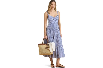 Платье Lauren Ralph Lauren Striped Cotton Broadcloth Tiered Dress