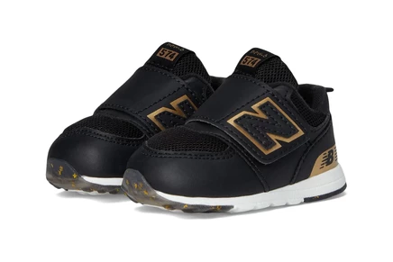 New Balance Kids 574 New-b Hook & Loop (Infant/Toddler) black/gold