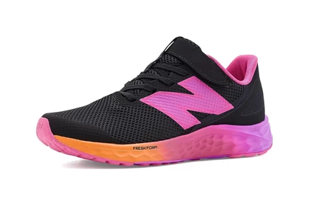 New Balance Kids Fresh Foam Arishi v4 Bungee Lace with Top Strap (Little Kid) black/passion fruit/dragon berry