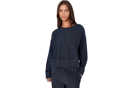 Женский свитшот Eileen Fisher Organic Cotton Indigo Knit Cropped Sweatshirt