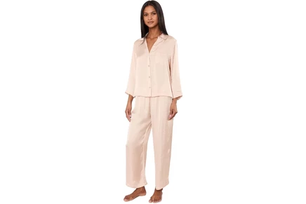 Natori Ashley Washed Satin Icon Pajama Set shell pink