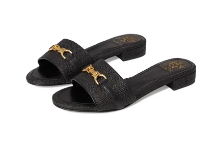 Vince Camuto Maxine Banded Buckle Slide Sandals black