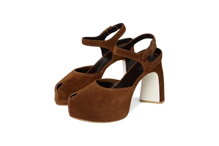 Tory Burch Peep-Toe Platform 110mm cognac brown