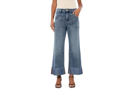 Джинсы KUT from the Kloth Meg High-Rise Wide Legs Roll Up Hem in Witted