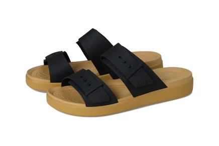 Женские сандалии-платформа Crocs Brooklyn Buckle Low, черно-коричневые
