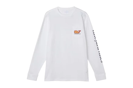 Мужская рубашка Vineyard Vines Kids Game Day Long-Sleeve Pocket Tee (Toddler/Little Kid/Big Kid) white cap