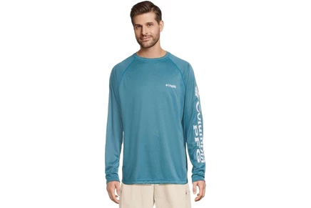 Мужская рубашка Columbia Terminal Tackle L/S Shirt blue echo heather/white logo