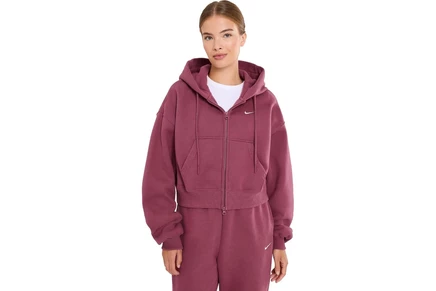 Женское худи Nike Studio Fleece на молнии, розовое и молочное