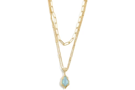 Унисекс ожерелье Kendra Scott Adriana Scallop Frame, золотисто-голубое