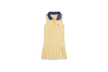 Платье Polo Ralph Lauren Kids Pleated Mesh 1/4 Zip Polo Dress (Toddler/Little Kid)