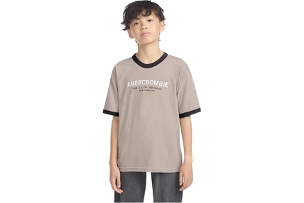 Футболка рингер Abercrombie Kids, пепельно-бежевый
